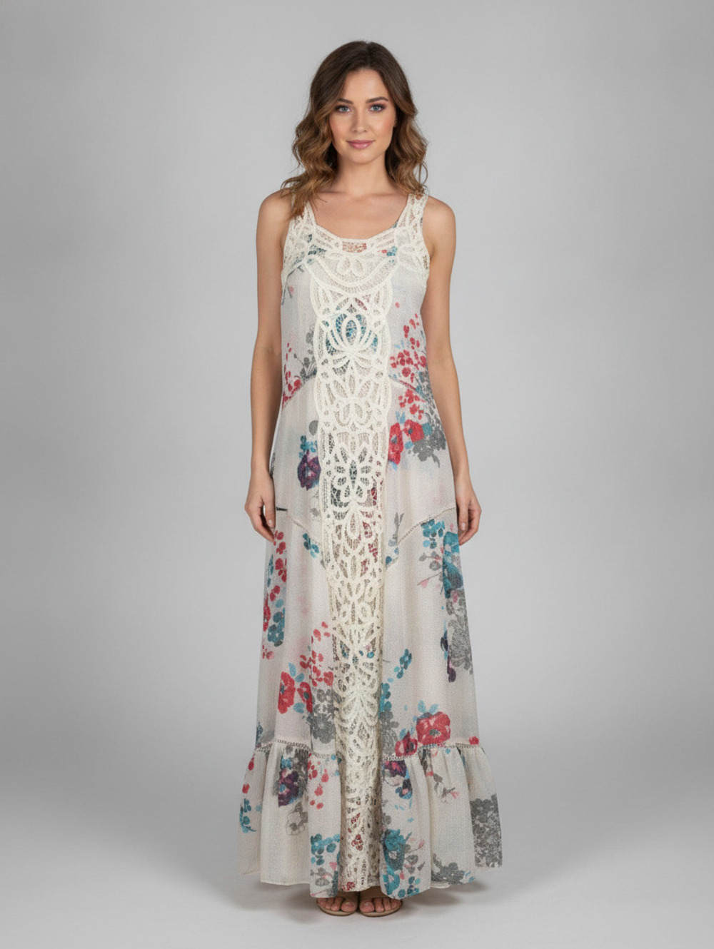 Free People Floral Crochet Maxi Dress